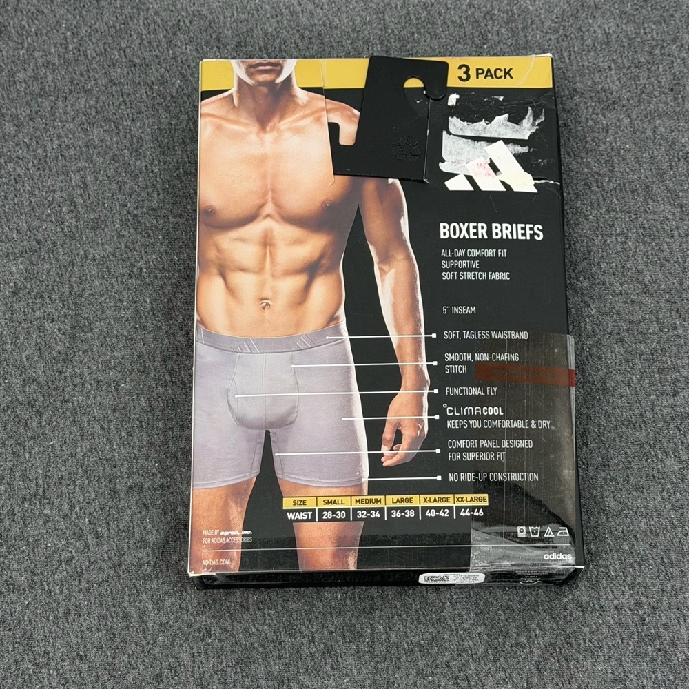 adidas Luxe Comfort Boxer Briefs 3 Pack Size S Black Gray Stretch Fabric - Picture 2 of 4